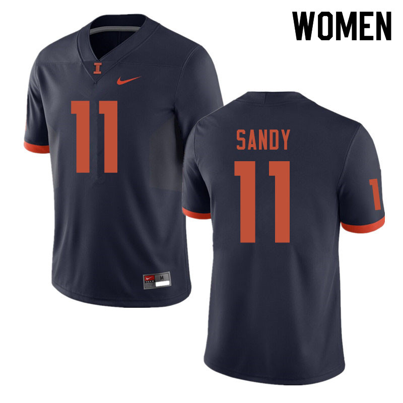 Women #11 Carlos Sandy Illinois Fighting Illini College Football Jerseys Sale-Navy